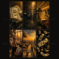 Money Collection preview grid showing all 6 oil painting style iPhone wallpapers: cash stacks, black Amex, private jet, trading floor and city skyline